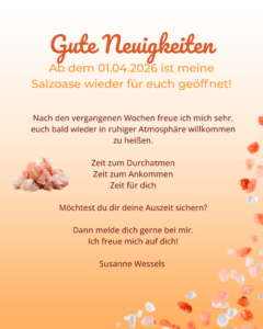 Wir öffnen wieder ab dem 01.04.2026