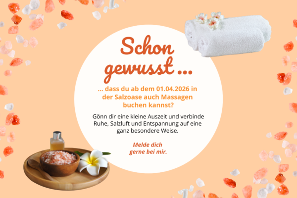 NEU! Ab dem 01.04.2026 Massagen in der Salzoase!