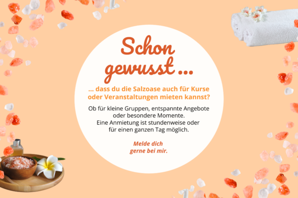 Mieten für Kurse und Veranstaltungen!